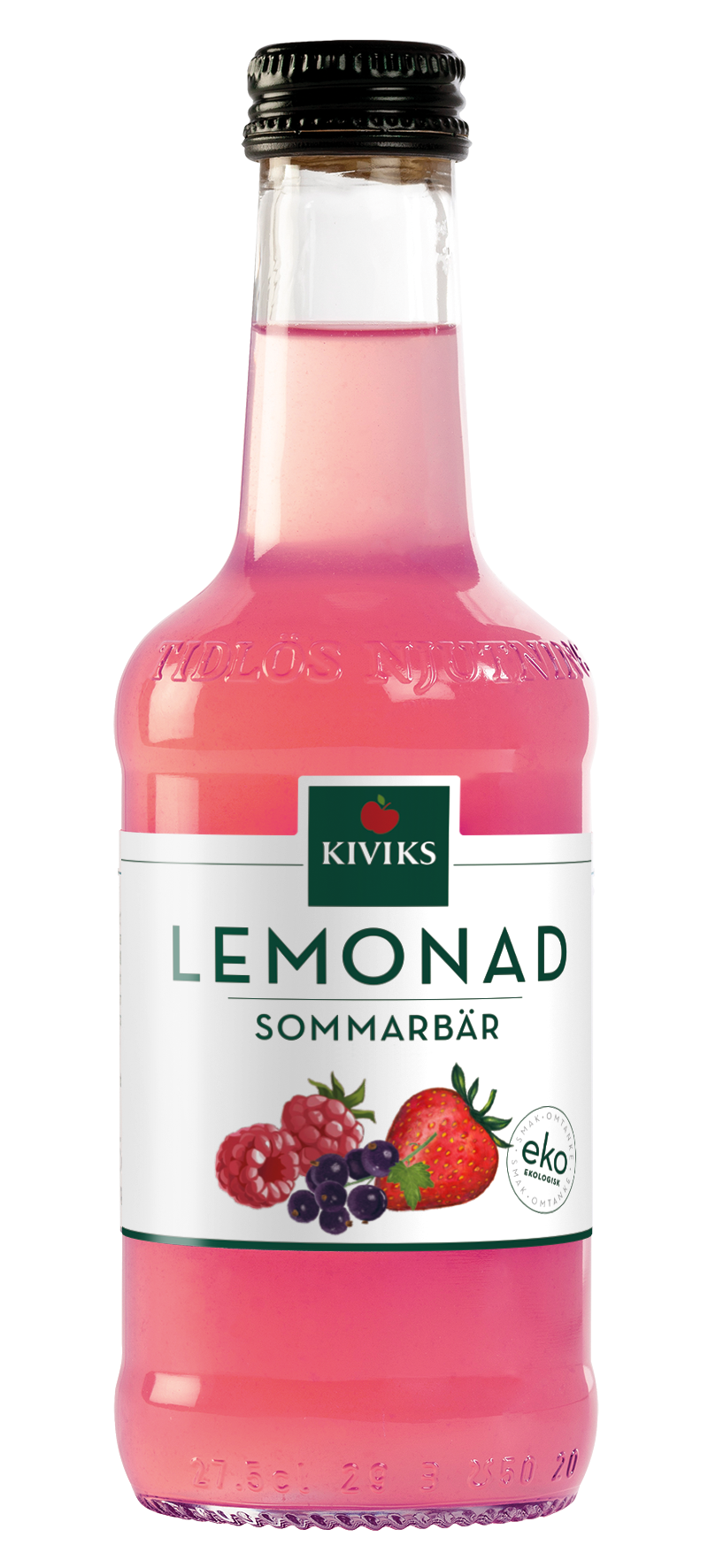 glasflaska med lemonad med smak av sommarbär